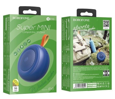 Bluetooth колонка Borofone BR10 Joyful shine sports IPX5 TWS V5.0 голубой Bluetooth колонка Borofone BR10 Joyful shine sports IPX5 TWS V5.0 голубой