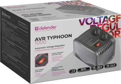 Стабилизатор напряжения Defender AVR Typhoon 1000 320Вт черный Стабилизатор напряжения Defender AVR Typhoon 1000 320Вт черный