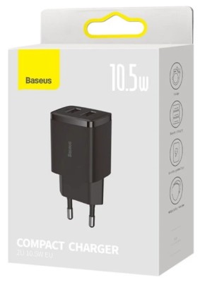 Сетевое зар. устр. Baseus Compact 10.5W 2USB (CCXJ010201) черное Сетевое зар. устр. Baseus Compact 10.5W 2USB (CCXJ010201) черное