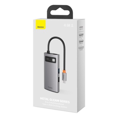 USB-C хаб Baseus Metal Gleam 4в1 2USB/HDMI/USB-C (CAHUB-CY0G) серый USB-C хаб Baseus Metal Gleam 4в1 2USB/HDMI/USB-C (CAHUB-CY0G) серый