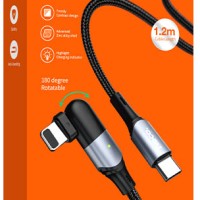 Usb Кабель-зарядка Type-C на Lightning Hoco U100 Orbit 5A 100W 1.5м угловой черный