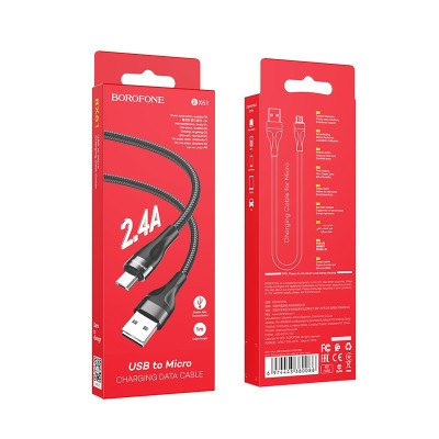 Usb Кабель-зарядка Micro Borofone BX61 2.4A 1м черный Usb Кабель-зарядка Micro Borofone BX61 2.4A 1м черный