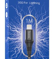 Usb Кабель-зарядка Lightning Hoco X50 Excellent 2.4A 1м в тканевой оплётке чёрный