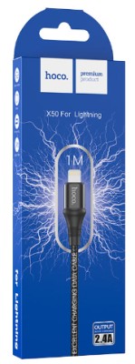 Usb Кабель-зарядка Lightning Hoco X50 Excellent 2.4A 1м в тканевой оплётке чёрный Usb Кабель-зарядка Lightning Hoco X50 Excellent 2.4A 1м в тканевой оплётке чёрный