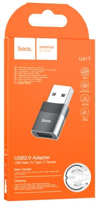 Переходник USB наType-C Hoco UA17 черный Переходник USB наType-C Hoco UA17 черный