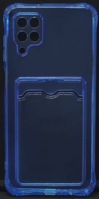 Чехол-накладка силикон с карманом под карту Samsung Galaxy A12 прозрачная синяя Чехол-накладка силикон с карманом под карту Samsung Galaxy A12 прозрачная синяя