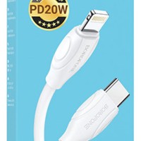 Usb Кабель-зарядка Type-C на Lightning Borofone BX19 Durable 20W 3м силиконовый белый