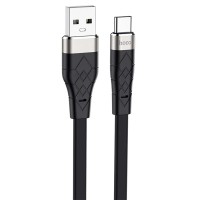 Usb Кабель-зарядка Type-C Hoco X53 Angel silicone 3A 1м плоский силиконовый чёрный