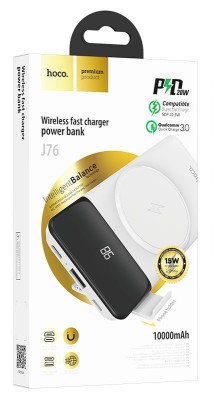 Powerbank с беспроводной зарядкой Hoco J76 10000mAh 1USB/1C/Qi 22.5W/20W/15W с дисплеем белый Powerbank с беспроводной зарядкой Hoco J76 10000mAh 1USB/1C/Qi 22.5W/20W/15W с дисплеем белый