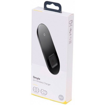 Беспроводное зарядное устройство Baseus Simple 2in1 для Phone+Watch WXJK-01 черный Беспроводное зарядное устройство Baseus Simple 2in1 для Phone+Watch WXJK-01 черный