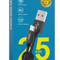 Usb Кабель-зарядка Micro Hoco X35 Premium 2.4A 25см в нейлоновой оплетке черный