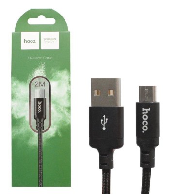 Usb Кабель-зарядка Micro Hoco X14 Times speed 2A 2м в тканевой оплетке черный Usb Кабель-зарядка Micro Hoco X14 Times speed 2A 2м в тканевой оплетке черный
