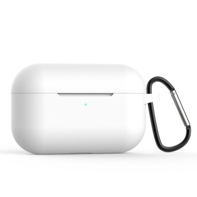 Силиконовый чехол для AirPods Pro c карабином белый Силиконовый чехол для AirPods Pro c карабином белый