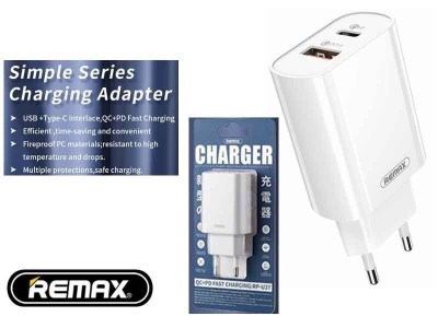 Сетевое зар. устр. Remax RP-U37 1USB C QC3.0 3A белое Сетевое зар. устр. Remax RP-U37 1USB C QC3.0 3A белое