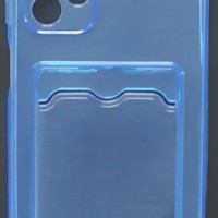 Чехол-накладка силикон с карманом под карту Samsung Galaxy A23 прозрачная синяя