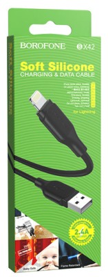 Usb Кабель-зарядка Lightning Borofone BX42 Encore silicone 2.4A 1м силиконовый чёрный Usb Кабель-зарядка Lightning Borofone BX42 Encore silicone 2.4A 1м силиконовый чёрный