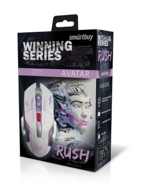 Мышь проводная игровая Smartbuy Rush 724 Avatar USB/DPI 1200-1600-2400-3200/6 кнопок/LED/1.5м белая Мышь проводная игровая Smartbuy Rush 724 Avatar USB/DPI 1200-1600-2400-3200/6 кнопок/LED/1.5м белая
