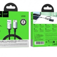 Кабель-переходник USB на microUSB3.0 Hoco US10 5Gbps 0.5м черный