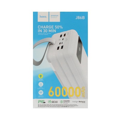 Powerbank Hoco J86B 60000mAh 20W 4USB/Type-C/Micro с дисплеем белый Powerbank Hoco J86B 60000mAh 20W 4USB/Type-C/Micro с дисплеем белый