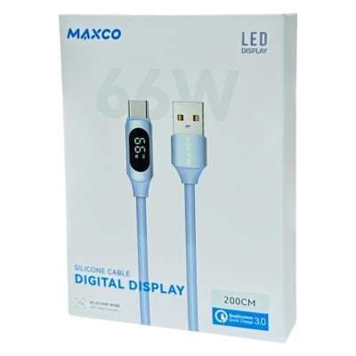 Usb Кабель-зарядка Type-C Maxco MS06C 66W 2м синий Usb Кабель-зарядка Type-C Maxco MS06C 66W 2м. Этот зарядный кабель обеспечивает мощную зарядку мощностью до 66 Вт, что делает его одним из самых быстрых доступных зарядных кабелей. Его ток 6 А обеспечивает быструю и эффективную зарядку всех ваших устройств типа C. Вы можете легко отслеживать ход зарядки с помощью HD-дисплея в реальном времени, который показывает мощность зарядки и состояние быстрой зарядки с помощью изображения «PD». Этот кабель не только обеспечивает быструю зарядку, но и поддерживает передачу данных. Он обеспечивает стандартную скорость передачи данных по кабелю 480 Мбит/с, что позволяет передавать файлы размером 1 ГБ всего за 25 секунд. Это особенно полезно, если вам нужно быстро передавать файлы между устройствами.