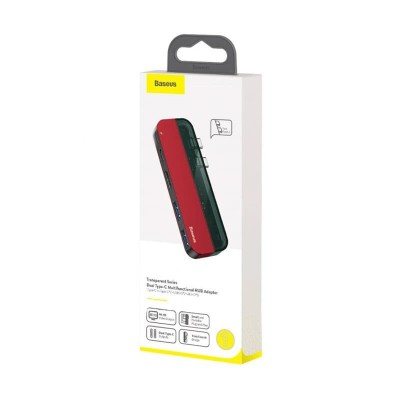 Переходник Baseus Transparent 5в1 2USB/2C/HD 4K (CAHUB-TS09) красный Переходник Baseus Transparent 5в1 2USB/2C/HD 4K (CAHUB-TS09) красный