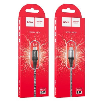 Usb Кабель-зарядка Micro Hoco X50 2.4A 1м серебристый Usb Кабель-зарядка Micro Hoco X50 2.4A 1м серебристый