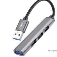 Кабель-переходник Hoco HB26 USB на 3USB2.0/1USB3.0 серый
