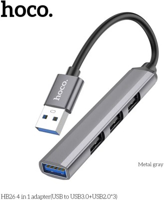 Кабель-переходник Hoco HB26 USB на 3USB2.0/1USB3.0 серый Кабель-переходник Hoco HB26 USB на 3USB2.0/1USB3.0 серый