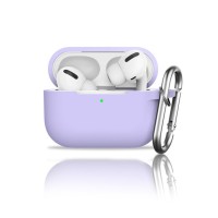 Силиконовый чехол для AirPods Pro c карабином сиреневый