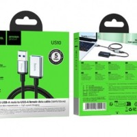 Кабель-переходник Hoco US10 USB (папа) на USB3.0 (мама) 5Gbps 0.5м черный