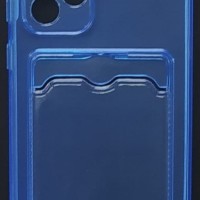 Чехол-накладка силикон с карманом под карту Samsung Galaxy A53 5G прозрачная синяя