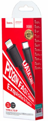 Usb Кабель-зарядка Type-C на Lightning Hoco X88 3A 20W 1м черный Usb Кабель-зарядка Type-C на Lightning Hoco X88 3A 20W 1м черный