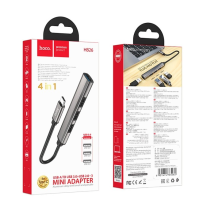 Кабель-переходник Hoco HB26 Type-C на 3USB2.0/1USB3.0 серый