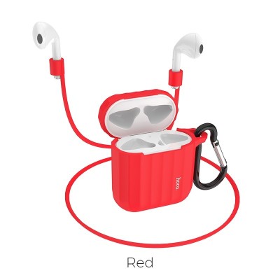 Силиконовый чехол для AirPods 1/2 Hoco WB10 красный Силиконовый чехол для AirPods 1/2 Hoco WB10 красный