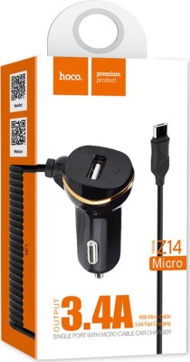 Автомобильное заряд. устр. Hoco Z14 с шнуром Micro 1USB 3.4А черное Автомобильное заряд. устр. Hoco Z14 с шнуром Micro 1USB 3.4А черное