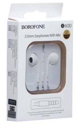 Наушники с микрофоном Borofone BM30 1.2м белые Наушники с микрофоном Borofone BM30 1.2м белые