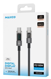 Usb Кабель-зарядка Type-C на Type-C Maxco MS03CC LED 100W 2м черный Usb Кабель-зарядка Type-C на Type-C Maxco MS03CC LED 100W 2м черный