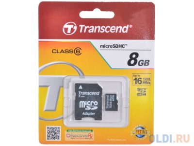 micro SDHC карта памяти Transcend 8GB Class 6 (с адаптером SD) micro SDHC карта памяти Transcend 8GB Class 6 (с адаптером SD)