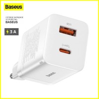 Зарядный блок для смартфонов Baseus Super Si Quick Charger 2 порта 1USB/1C 30W EU, белое