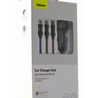 Автомобильное заряд. устр. Baseus Digital Display 2USB 2.4A с каб. 3в1 TZCCBX-0G серое