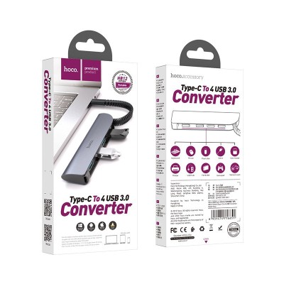 OTG TYPE-C на 4USB 3.0 Hoco HB12 серый OTG TYPE-C на 4USB 3.0 Hoco HB12 серый