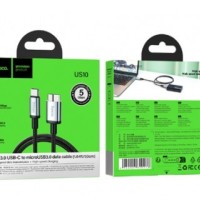 Кабель-переходник Hoco US10 Type-C (папа) на microUSB3.0 (папа) 5Gbps 0.5м черный