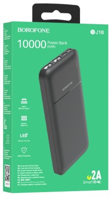 Powerbank Borofone BJ16 10000mAh 2USB 2A с индикатором черный Powerbank Borofone BJ16 10000mAh 2USB 2A с индикатором черный