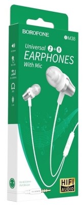 Наушники с микрофоном Borofone BM38 Bright sound 1.2м белые Наушники с микрофоном Borofone BM38 Bright sound 1.2м белые