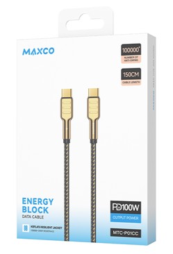 Usb Кабель-зарядка Type-C на Type-C Maxco MTC-P01CC 100W 1.5м золотой Usb Кабель-зарядка Type-C на Type-C Maxco MTC-P01CC 100W 1.5м золотой