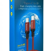 Usb Кабель-зарядка Type-C на Lightning Hoco X14 Double 3A 20W 3м в тканевой оплетке красный
