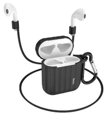 Силиконовый чехол для AirPods 1/2 Hoco WB10 черный Силиконовый чехол для AirPods 1/2 Hoco WB10 черный