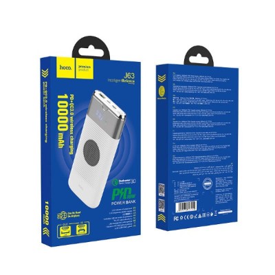 Powerbank с беспроводной зарядкой Hoco J63 10000mAh 1USB+1Type-C 3A белый Powerbank с беспроводной зарядкой Hoco J63 10000mAh 1USB+1Type-C 3A белый