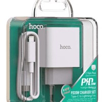 Сетевое зар. устр. Hoco C76A Plus с шнуром Type-C на Lightning 1C 3A 20W белое