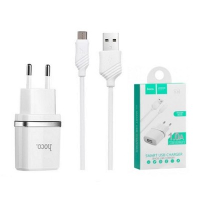 Сетевое зар. устр. Hoco C11 с шнуром Micro 1USB 1A белое Сетевое зар. устр. Hoco C11 с шнуром Micro 1USB 1A белое